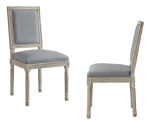 HomeRoots Set of Two Upholstered Linen Dining Side Chairs for Elegant Home Décor and Versatile Comfort Grey 535364