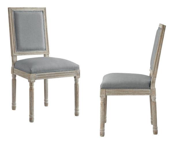 HomeRoots Set of Two Upholstered Linen Dining Side Chairs for Elegant Home Décor and Versatile Comfort Grey 535364