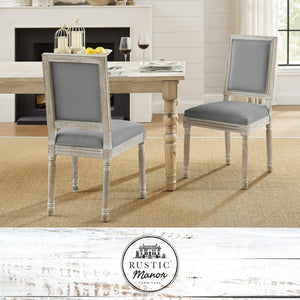 Homeroots Set Of Two Gray And Brown Upholstered Linen Dining Side Chairs Grey Wood 535364