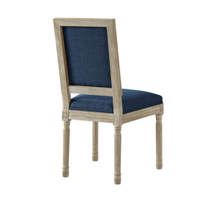 Homeroots Set Of Two Navy Blue And Brown Upholstered Linen Dining Side Chairs Navy Wood 535365