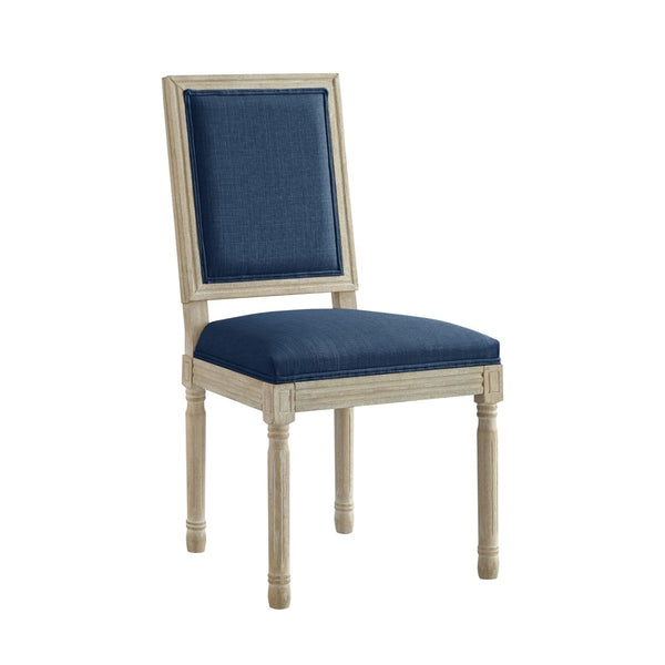 HomeRoots Set of Two Upholstered Linen Dining Side Chairs for Elegant Home Décor and Versatile Comfort Navy 535365