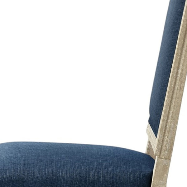 HomeRoots Set of Two Upholstered Linen Dining Side Chairs for Elegant Home Décor and Versatile Comfort Navy 535365