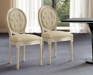 HomeRoots Tufted Linen Dining Side Chair - Elegant Upholstered Accent Chair for Versatile Home Seating Needs Beige 535366