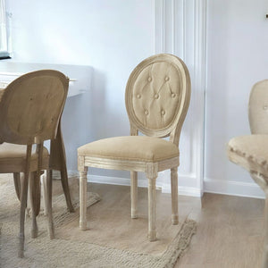 HomeRoots Tufted Linen Dining Side Chair - Elegant Upholstered Accent Chair for Versatile Home Seating Needs Beige 535366