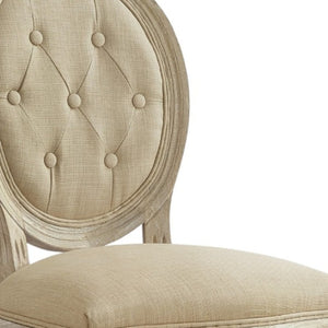 HomeRoots Tufted Linen Dining Side Chair - Elegant Upholstered Accent Chair for Versatile Home Seating Needs Beige 535366
