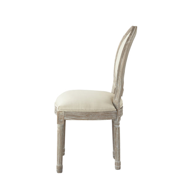 Homeroots Tufted Cream And Brown Upholstered Linen Dining Side Chair Cream White Wood 535367