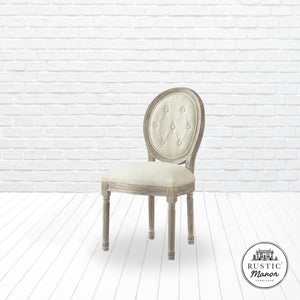 Homeroots Tufted Cream And Brown Upholstered Linen Dining Side Chair Cream White Wood 535367