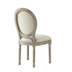 Homeroots Tufted Cream And Brown Upholstered Linen Dining Side Chair Cream White Wood 535367