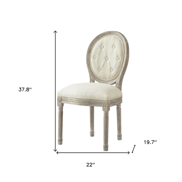 HomeRoots Tufted Linen Dining Side Chair - Elegant Upholstered Accent Chair for Versatile Home Seating Needs Cream White 535367