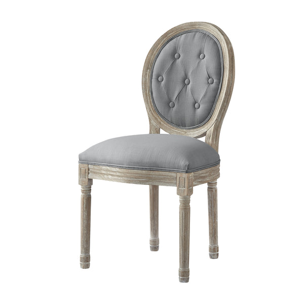 Homeroots Tufted Gray And Brown Upholstered Linen Dining Side Chair Grey Wood 535368