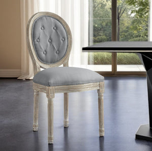 HomeRoots Tufted Linen Dining Side Chair - Elegant Upholstered Accent Chair for Versatile Home Seating Needs Grey 535368