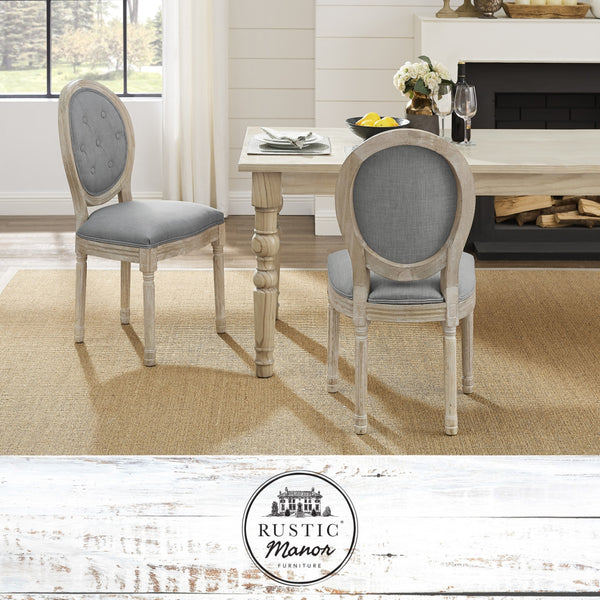 Homeroots Tufted Gray And Brown Upholstered Linen Dining Side Chair Grey Wood 535368