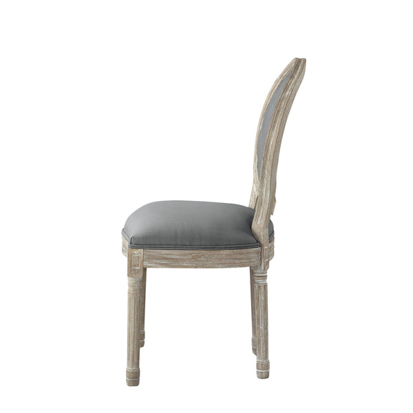 Homeroots Tufted Gray And Brown Upholstered Linen Dining Side Chair Grey Wood 535368