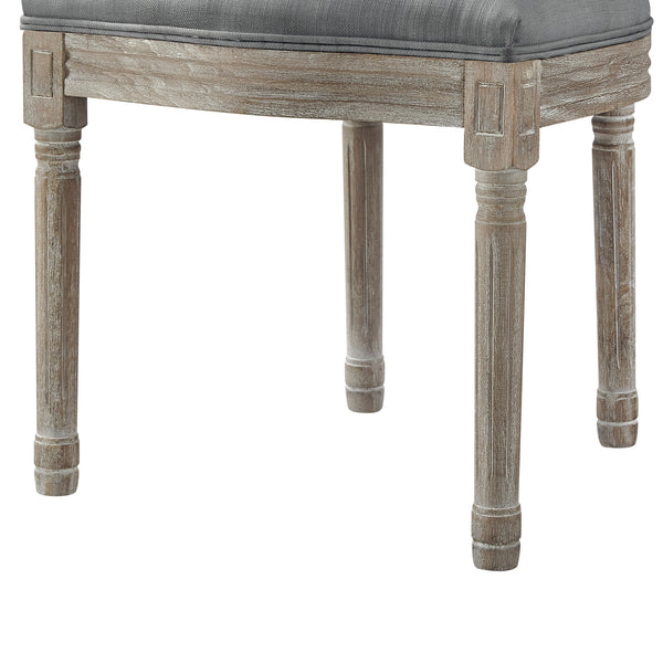 Homeroots Tufted Gray And Brown Upholstered Linen Dining Side Chair Grey Wood 535368