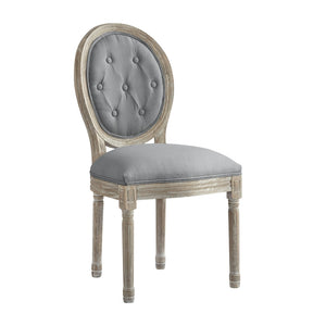 HomeRoots Tufted Linen Dining Side Chair - Elegant Upholstered Accent Chair for Versatile Home Seating Needs Grey 535368