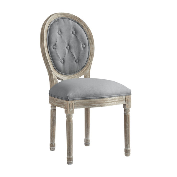 HomeRoots Tufted Linen Dining Side Chair - Elegant Upholstered Accent Chair for Versatile Home Seating Needs Grey 535368
