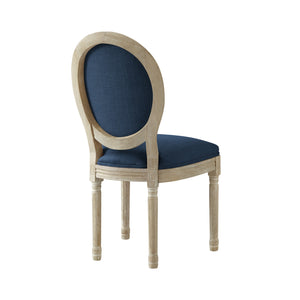 Homeroots Tufted Navy Blue And Brown Upholstered Linen Dining Side Chair Navy Wood 535369