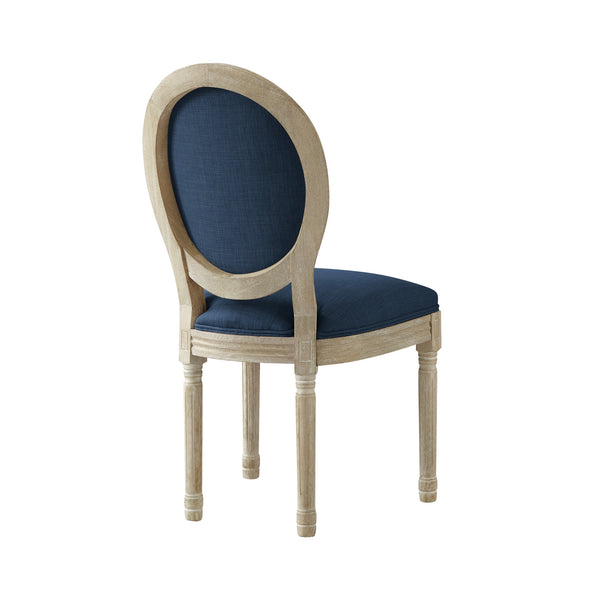 Homeroots Tufted Navy Blue And Brown Upholstered Linen Dining Side Chair Navy Wood 535369
