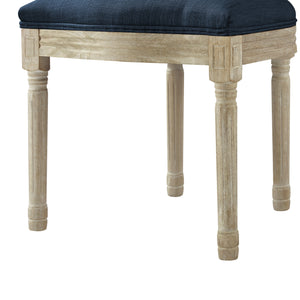 Homeroots Tufted Navy Blue And Brown Upholstered Linen Dining Side Chair Navy Wood 535369