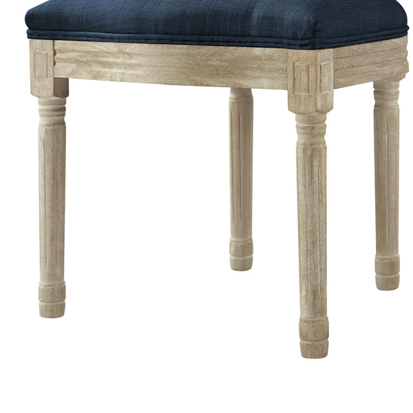 Homeroots Tufted Navy Blue And Brown Upholstered Linen Dining Side Chair Navy Wood 535369