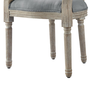 Homeroots Tufted Gray And Brown Upholstered Linen Dining Arm Chair Grey Wood 535372