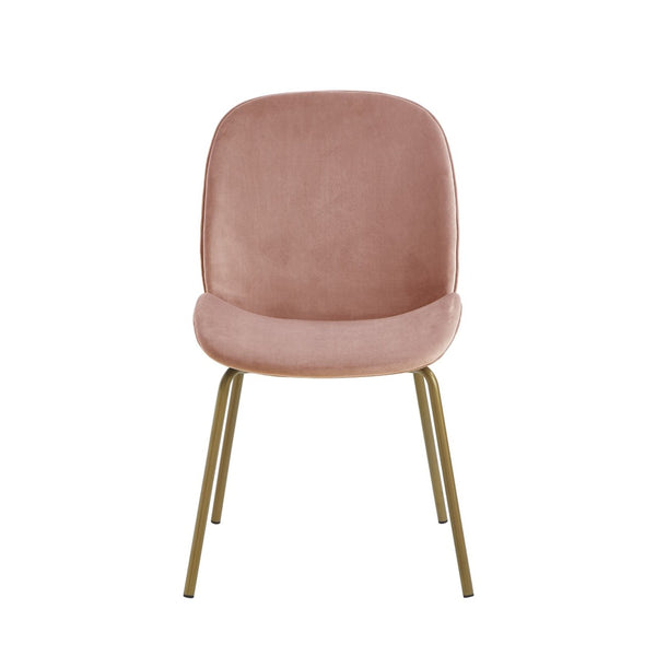 HomeRoots Set of Two Blush Velvet Side Chairs with Gold Legs - Chic, Comfortable Accent for Any Space 535374