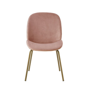 HomeRoots Set of Two Blush Velvet Side Chairs with Gold Legs - Chic, Comfortable Accent for Any Space 535374