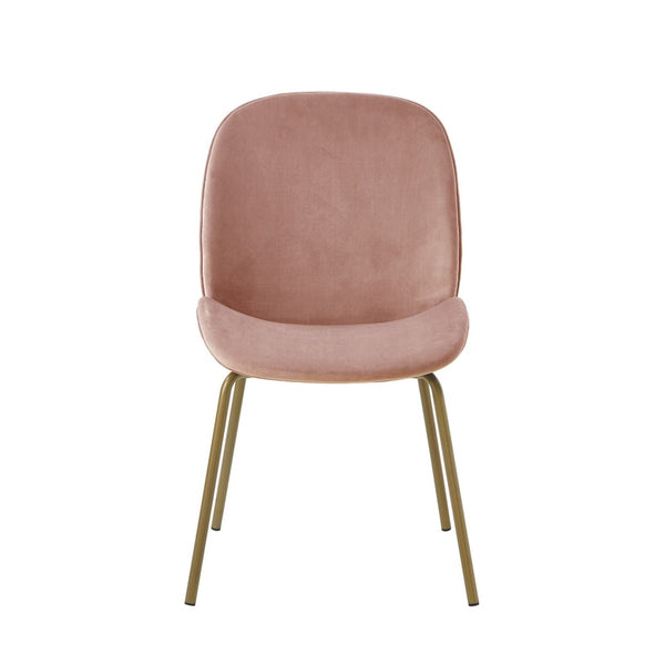 HomeRoots Set of Two Blush Velvet Side Chairs with Gold Legs - Chic, Comfortable Accent for Any Space 535374