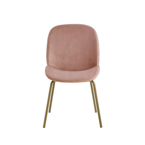 HomeRoots Set of Two Blush Velvet Side Chairs with Gold Legs - Chic, Comfortable Accent for Any Space 535374