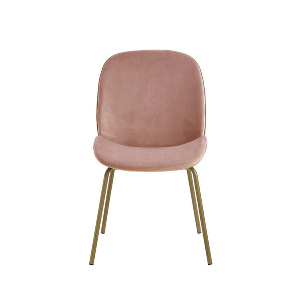 HomeRoots Set of Two Blush Velvet Side Chairs with Gold Legs - Chic, Comfortable Accent for Any Space 535374