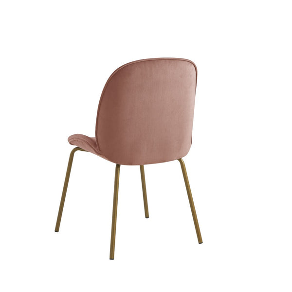 HomeRoots Set of Two Blush Velvet Side Chairs with Gold Legs - Chic, Comfortable Accent for Any Space 535374