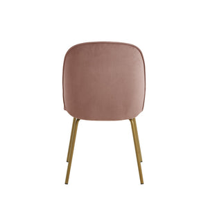 HomeRoots Set of Two Blush Velvet Side Chairs with Gold Legs - Chic, Comfortable Accent for Any Space 535374