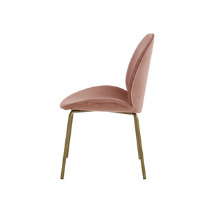 HomeRoots Set of Two Blush Velvet Side Chairs with Gold Legs - Chic, Comfortable Accent for Any Space 535374