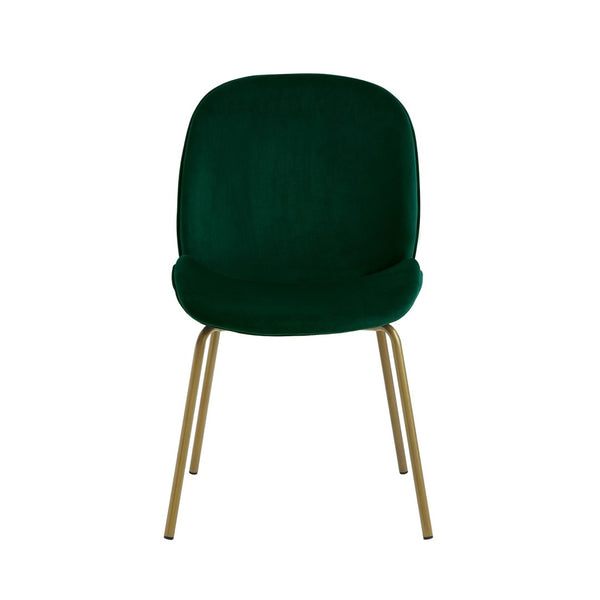 HomeRoots Set of Two Luxurious Hunter Green Velvet Dining Chairs with Elegant Gold Accents for Home Décor 535377