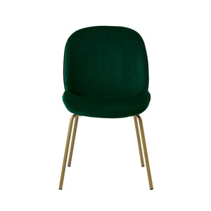 HomeRoots Set of Two Luxurious Hunter Green Velvet Dining Chairs with Elegant Gold Accents for Home Décor 535377