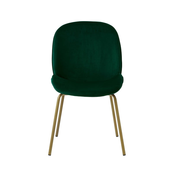 HomeRoots Set of Two Luxurious Hunter Green Velvet Dining Chairs with Elegant Gold Accents for Home Décor 535377