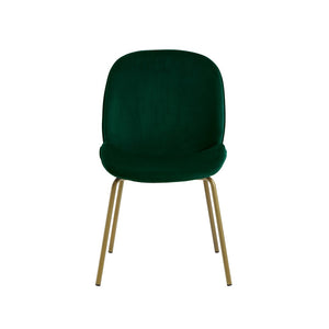 HomeRoots Set of Two Luxurious Hunter Green Velvet Dining Chairs with Elegant Gold Accents for Home Décor 535377