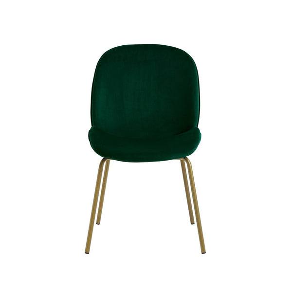 HomeRoots Set of Two Luxurious Hunter Green Velvet Dining Chairs with Elegant Gold Accents for Home Décor 535377