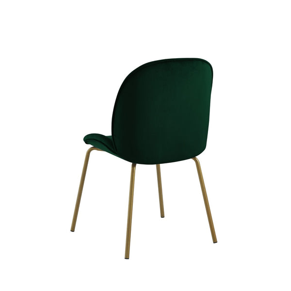 HomeRoots Set of Two Luxurious Hunter Green Velvet Dining Chairs with Elegant Gold Accents for Home Décor 535377