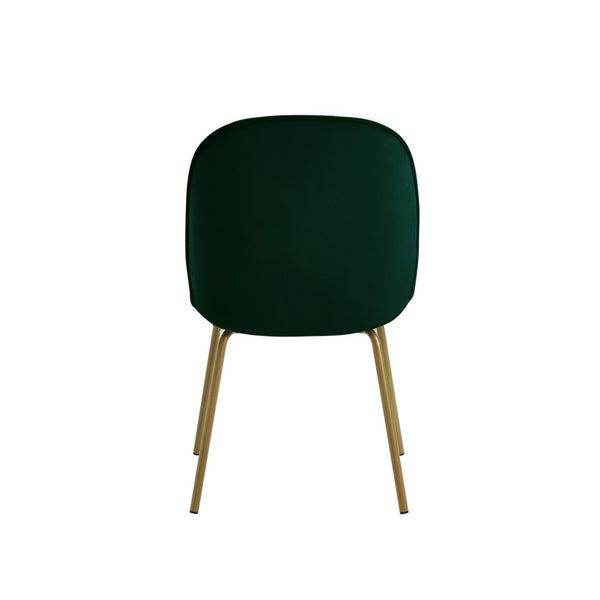 HomeRoots Set of Two Luxurious Hunter Green Velvet Dining Chairs with Elegant Gold Accents for Home Décor 535377