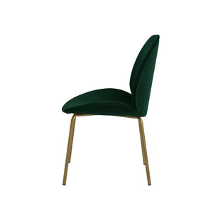 HomeRoots Set of Two Luxurious Hunter Green Velvet Dining Chairs with Elegant Gold Accents for Home Décor 535377
