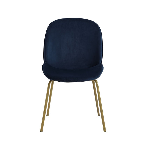 HomeRoots Set of Two Navy Blue Velvet Dining Chairs with Gold Legs - Elegant, Modern Comfort & Versatile Style 535378