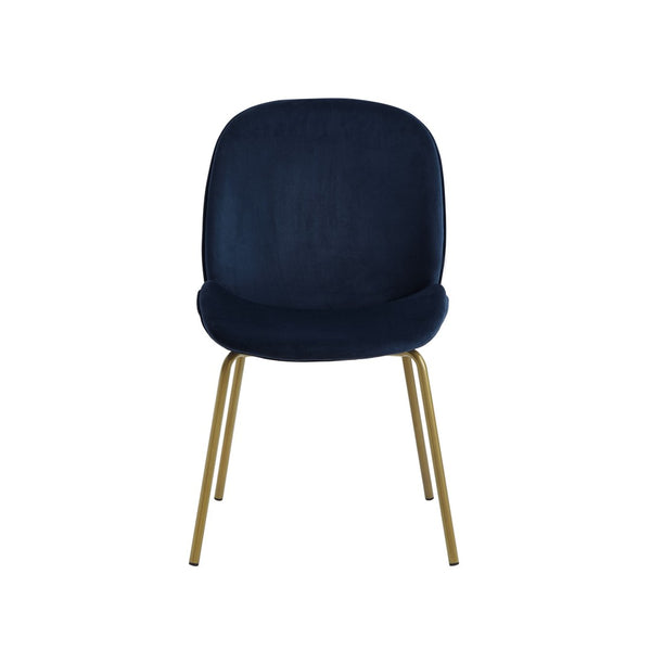 HomeRoots Set of Two Navy Blue Velvet Dining Chairs with Gold Legs - Elegant, Modern Comfort & Versatile Style 535378