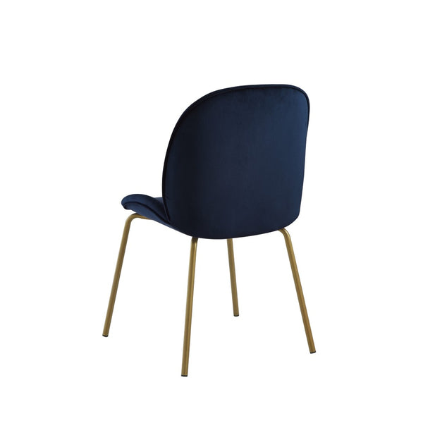 HomeRoots Set of Two Navy Blue Velvet Dining Chairs with Gold Legs - Elegant, Modern Comfort & Versatile Style 535378