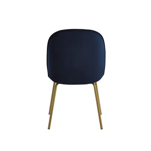 HomeRoots Set of Two Navy Blue Velvet Dining Chairs with Gold Legs - Elegant, Modern Comfort & Versatile Style 535378