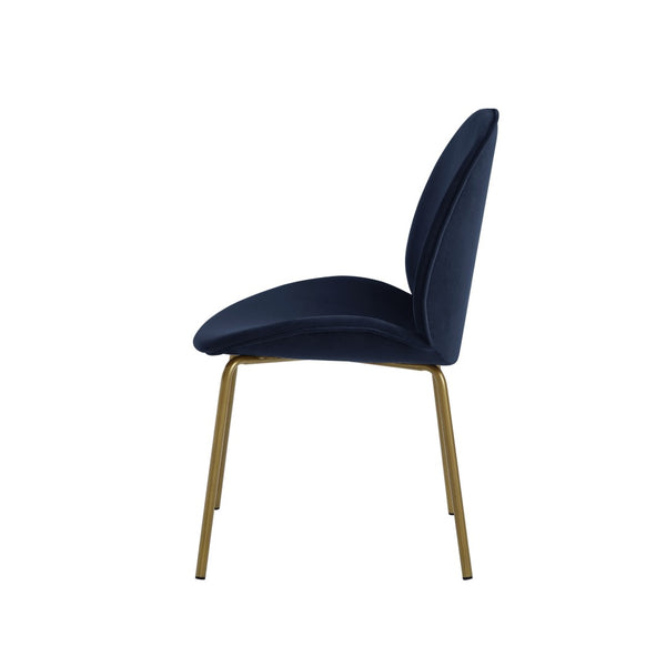 HomeRoots Set of Two Navy Blue Velvet Dining Chairs with Gold Legs - Elegant, Modern Comfort & Versatile Style 535378