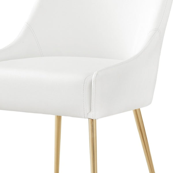 HomeRoots Set of Two Elegant White & Gold Upholstered Faux Leather Dining Chairs for Modern Spaces 535381