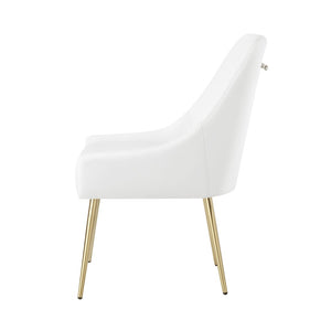 HomeRoots Set of Two Elegant White & Gold Upholstered Faux Leather Dining Chairs for Modern Spaces 535381