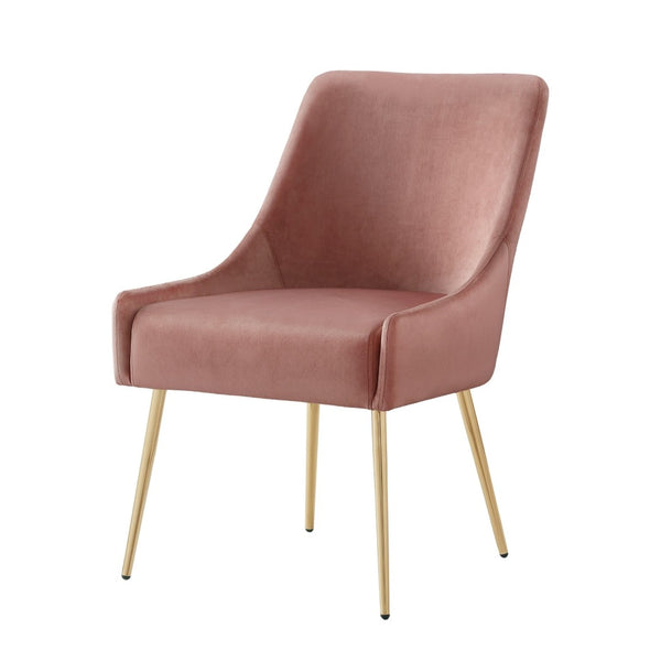 HomeRoots Set of Two Blush Velvet Dining Chairs with Gold Accents - Chic Comfort for Every Space 535382