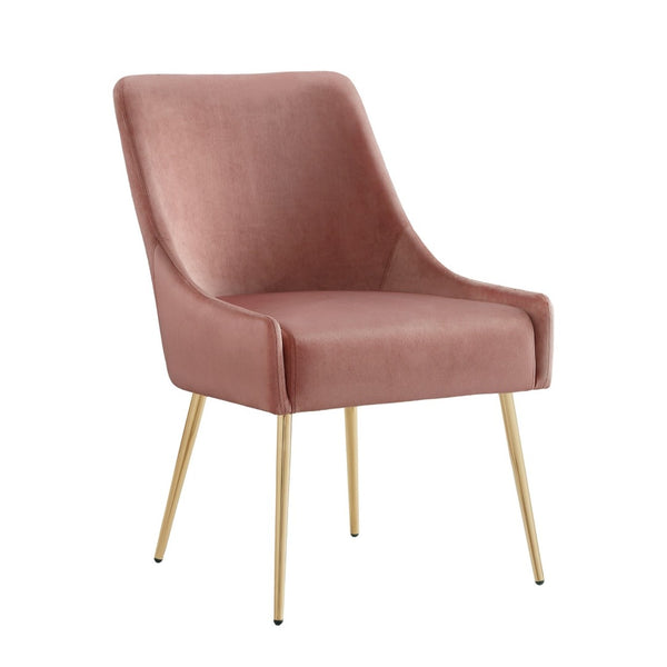HomeRoots Set of Two Blush Velvet Dining Chairs with Gold Accents - Chic Comfort for Every Space 535382